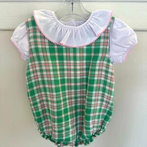 Green and Pink Plaid Baby Romper
